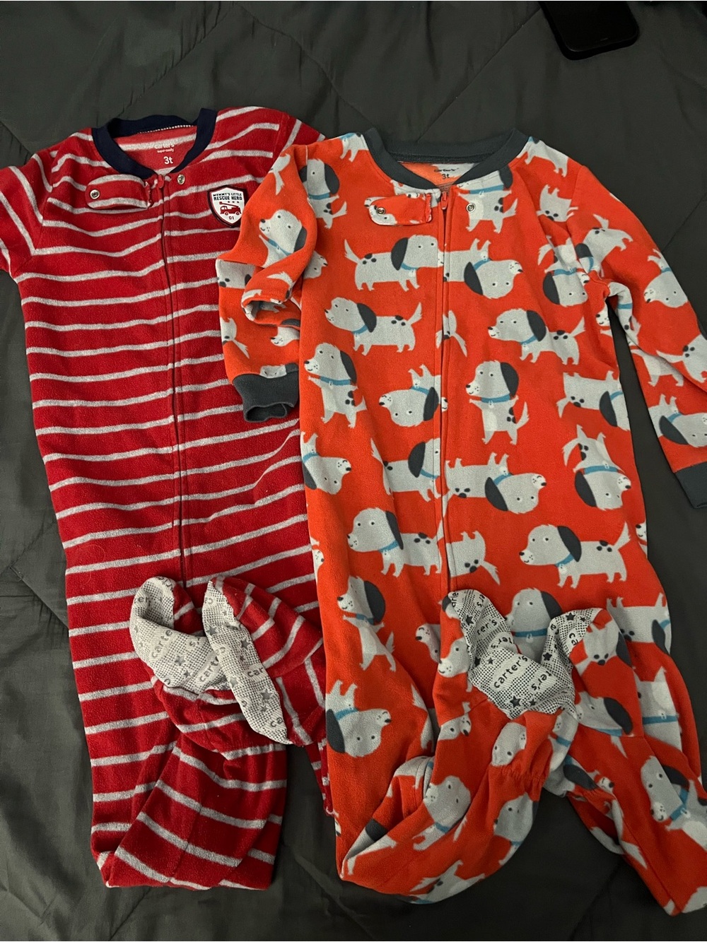Carter's Orange Dog-Print Zip Fleece One-Piece Pajama
